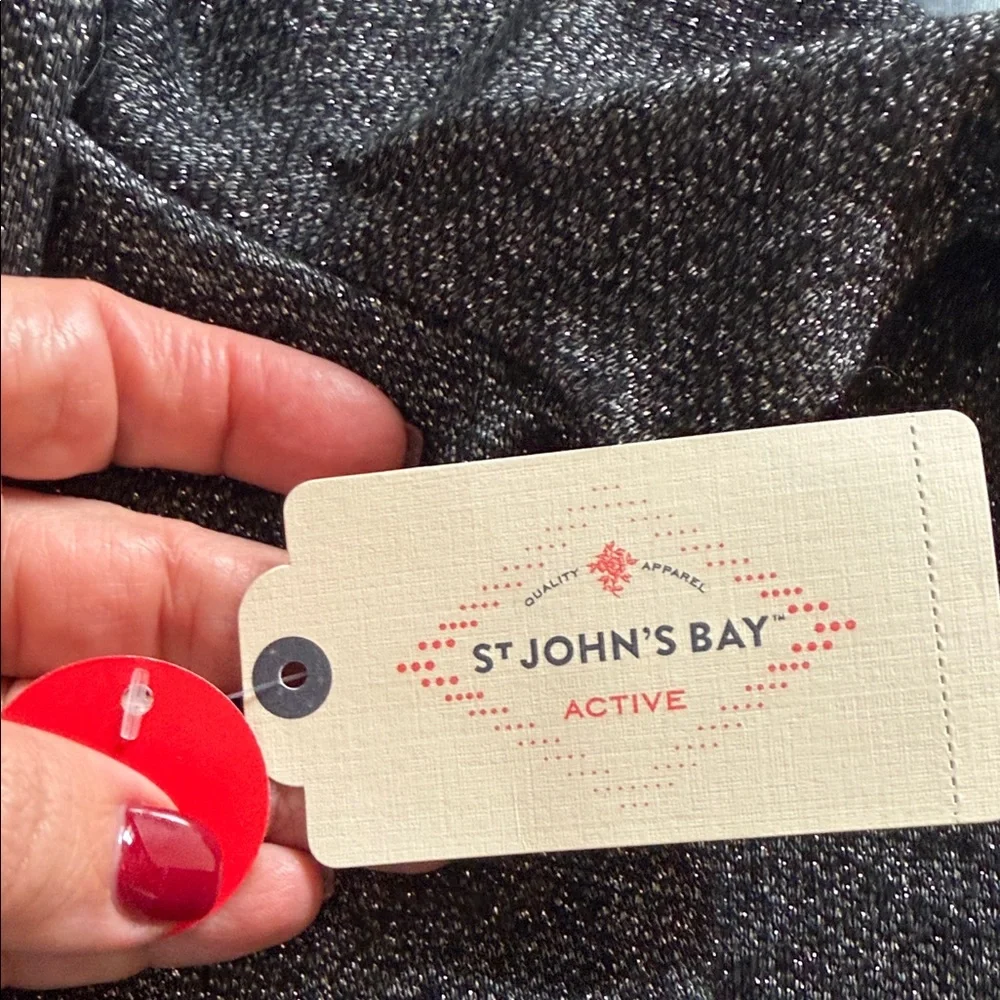 St. John's Bay Charcoal Hoodie Sparkle Sweater - Picture 2 of 7
